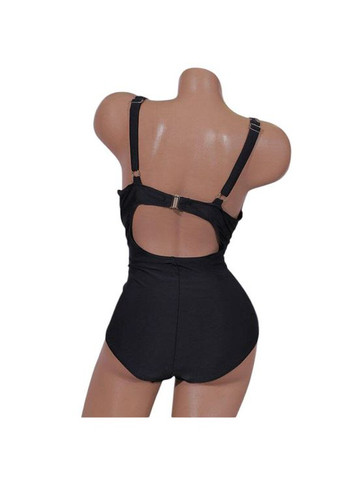 Комбінований літній купальник жіночий суцільний чорний із зміїним принтом суцільний Z.Five