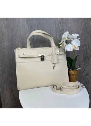 Жіноча сумка з декоративним замком екошкіра біла ProDobro (363135750)