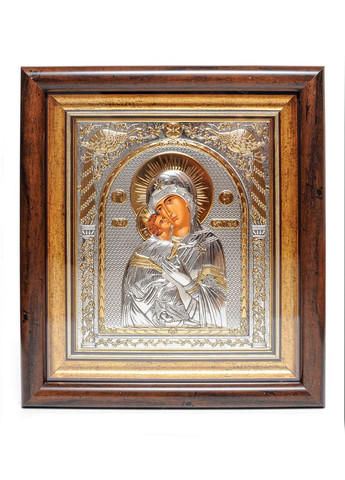 Ікона Володимирська Богородиця 30,5х28,5 см під склом у сріблі та позолоті (Божа Мати) Silver Axion (266266114)