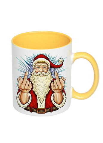 Чашка з принтом "Санта Fuck" 330 мл (колір білий) (17066) No Brand (312488478)