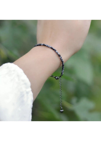 Браслет натуральний Сніговий Обсидіан, фур-ра гіп-ний сплав колір чорний d-3мм+- обхват 18-23см No Brand Браслет (362695432)