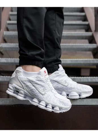 Білі кросівки чоловічі nike shox tl white найк шокс тл білі демісезон No Brand