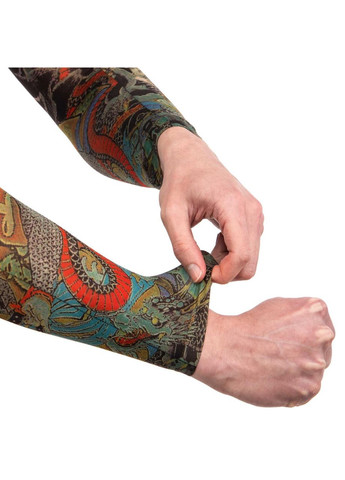 Нарукавники компресійні тату рукава для захисту від сонця 2шт MS-9289 (поліамід, спандекс, чорний) SP-Sport (361434821)