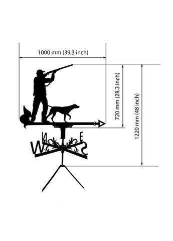 Флюгер на будинок Мисливець №2, флюгер на дах з металу 3 мм. No Brand (368896742)