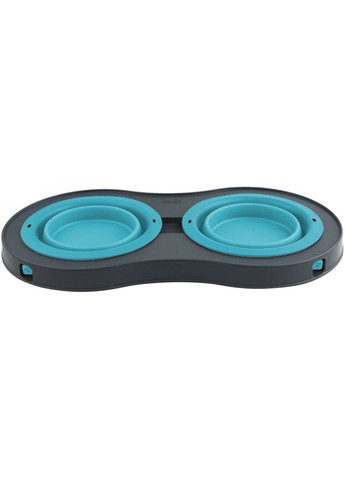 Подвійна миска Double Elevated Feeder Large на складній підставці 600мл, для собак, блакитна Dexas (364488992)