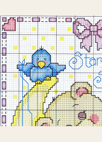 Набор для вышивания по нанесённой на канву схеме "Lovely bear". AIDA 14CT printed, 25*30 см Joy Sunday (313614559)