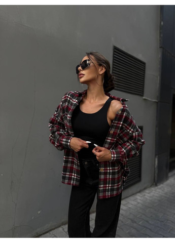 Бордовая повседневный, вечерний, классическая, кэжуал рубашка в клетку Asi.Store.ua с длинным рукавом