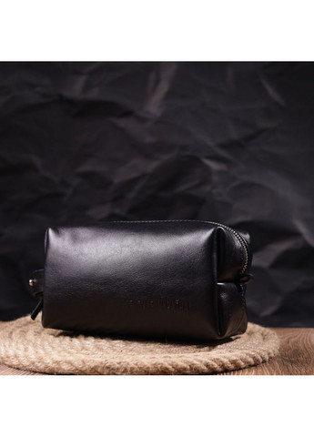 Косметичка среднего размера из гладкой кожи на молнии Украина 16764 Черная Grande Pelle (366881271)