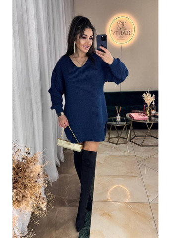 Синя в'язана сукня-туніка Osoblyva