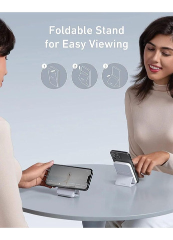 Магнітний павербанк 622 MagGo 5000 mAh 12W з бездротовою зарядкою та підставкою Anker (349824346)