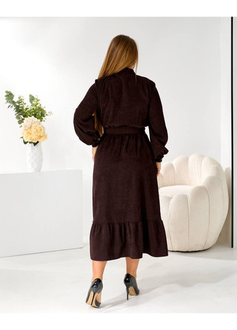 Темно-коричнева жіноча сукня з мікровельвету Osoblyva