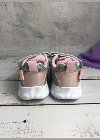 Цветные всесезонные кроссовки детские для девочки led .kids серебристо-розовый (515) BBT