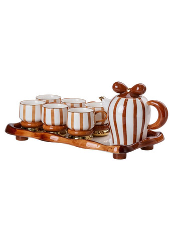 Чайний набір на 6 персон із порцелянаовою підставкою, шоколад HP-15-29 Yiwu (369142972)