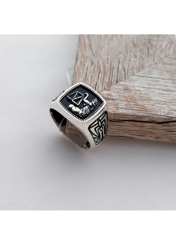 Печать серебряная мужская квадрат с черной эмалью знак зодиака Весы 520-3веса, размер No Brand (358501313)