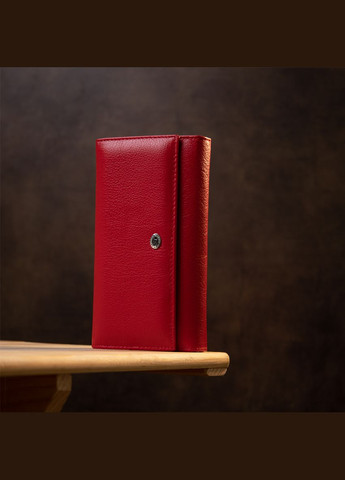 Женский кошелек средний на магните из натуральной кожи с отделениями красный (sku_19391) No Brand (328218656)