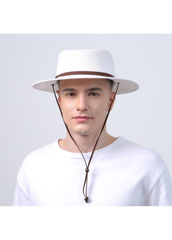 Капелюх порк-пай чоловічий з замшевим шнурком папір білий ЕМЕРІ 734-074 LuckyLOOK 734-074М (328217390)