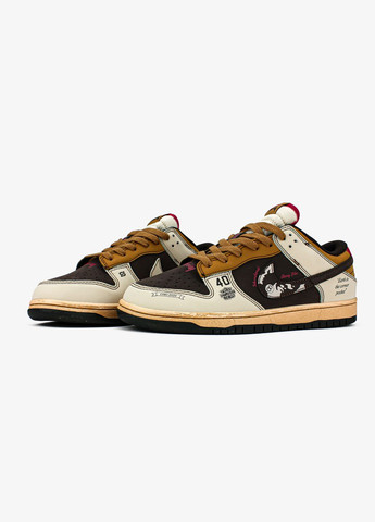Коричневые всесезонные кроссовки мужские nike sb dunk low x stussy 40th brown | найк сб данк низкие коричневые No Brand