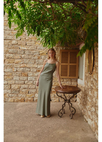 Фісташкова сукня льон "з вирізом на талії" сукня-комбінація Merge