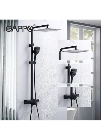 Душова система G2417-60 термостат, вилив - перемикач на лійку, чорний GAPPO (372994973)
