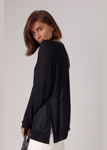 Черный демисезонный женский джемпер с цельнокроеными рукавами Lurex