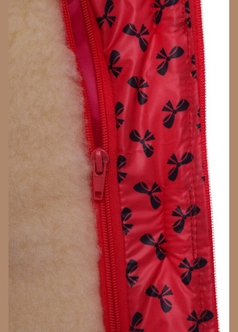 Червоний зимній комбінезон на синтепоні для дівчинки з принтом бантиків нуль підстібка білий з чорним хутро червоне 86 см (51444) BABYKROHA