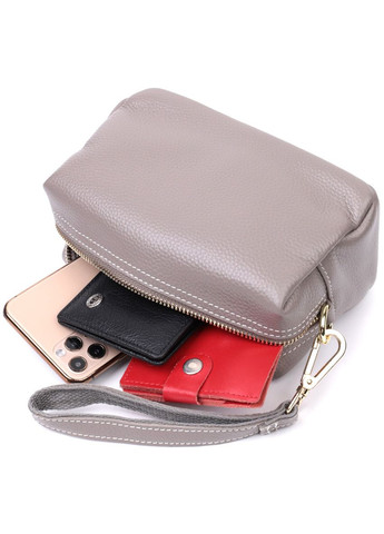 Жіноча цікава сумка з двома ременями з натуральної шкіри сірий 22275 Vintage (329197976)