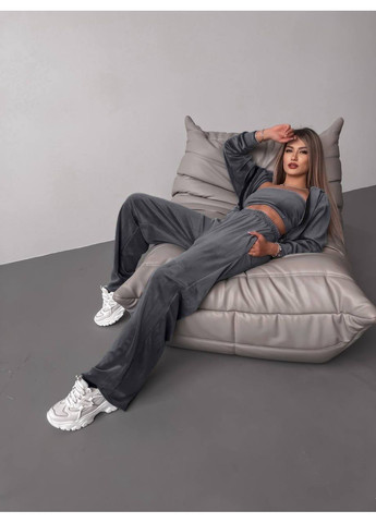 Костюм велюр преміальний Туреччина кофта укорочена та штани Україна (353309066)