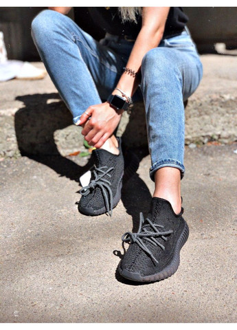 КРОССОВКИ ЖЕНСКИЕ ADIDAS YEEZY 350 V2 BLACK АДИДАС ИЗИ БУСТ No Brand чёрные демисезоны (368855900)