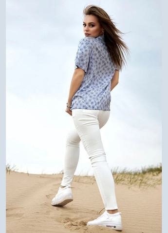 Голубой повседневный рубашка с цветами Seventeen с коротким рукавом