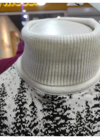 Білий зимовий светр чоловічий новорічний джемпер олені унісекс під горло No Brand