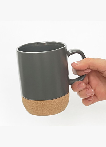 Чашка керамическая MY HOME с подставкой 320 мл Серая (KP-14 GRAY) МВМ (365280879)