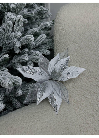 Рождественское украшение для ёлки, искусственный цветок 22 см Серебряный No Brand (370161630)