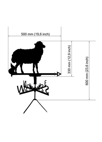 Флюгер Вівця, флюгер на дах з металу 2 мм. No Brand (368896350)