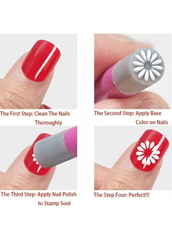 Набір для стемпінгу манікюру 5 пластикових ручок з 30 силіконовими штампами з візерунками No Brand (373216865)