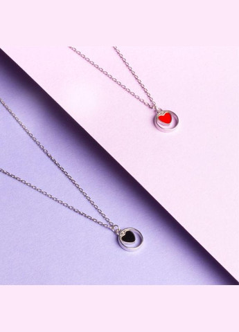 Колье серебряное Сердечко с цветной эмалью на тоненькой цепочке No Brand (333705816)