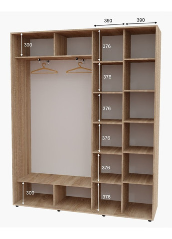 Шафа-купе дводверна 200*45*230 см Дуб Сонома 2 двері ДСП + Дзеркало Алекса (360448181)