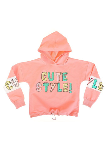 Персиковий демісезонний худі + брюки 16488 персиковий і чорний Breeze