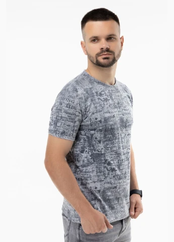 Темно-синяя футболка с узором мужская jp8109-b Jean Piere