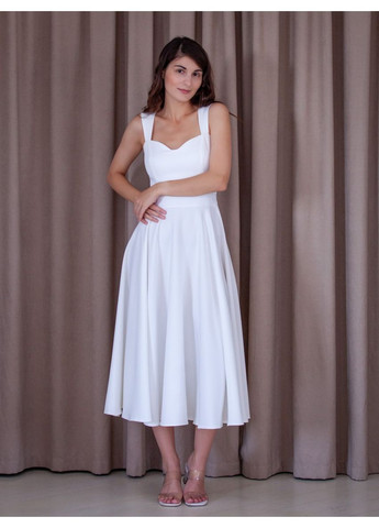 Белое вечернее платье с юбкой-солнце, а-силуэт Vintage однотонное