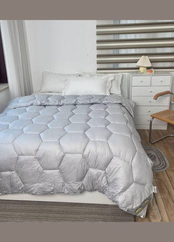 Ковдра еко пух Євро зі штучним наповнювачем 200х210 см Сірий (П4К-al-eko-kovdra-003-22) No Brand (316230893)