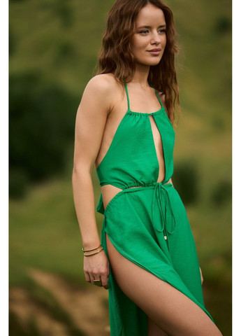 Зелена сукня жіноча на літо максі costa rica зелена з відкритою спиною Handy Wear однотонна