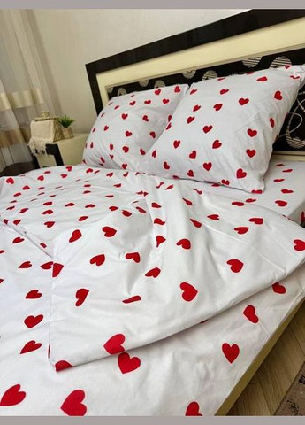 Постільна білизна бавовняна Ель коразон Двоспальна Простирадло на гумці 180x200х20 Бязь Біла 50 х 70 No Brand (332945821)