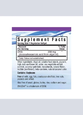 Вегетаріанська Омега-3 з Водоростей, DHA 200 mg,, 30 рослинних капсул Bluebonnet Nutrition (292007268)
