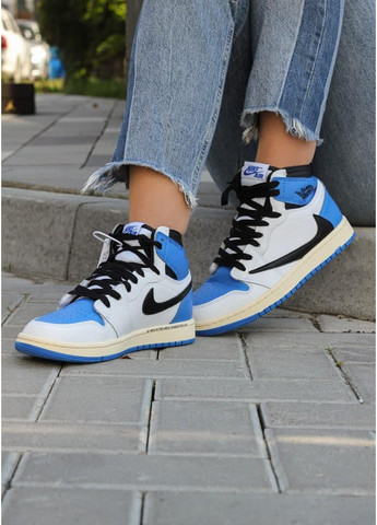 КРОСІВКИ ЖІНОЧІ NIKE AIR JORDAN RETRO 1 HIHG X FRAGMENT X TRAWIS SCOTT НАЙК АІР ДЖОРДАН No Brand білі демісезони (367168760)
