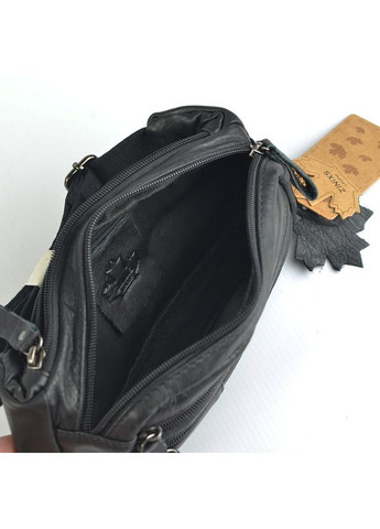 Черная нагрудная кожаная поясная маленькая сумка клатч бананка через плечо No Brand (316710074)