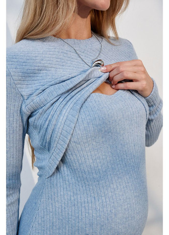 Блакитна блакитна сукня для вагітних та годуючих зі щільного трикотажу Юла мама