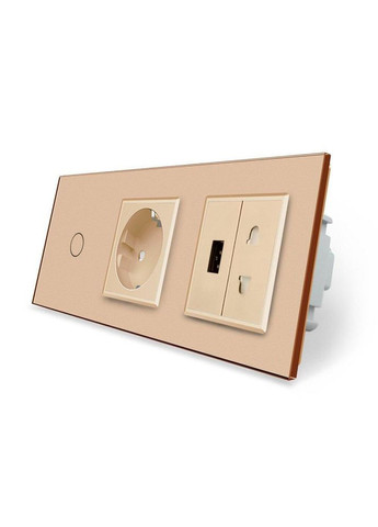 Умный сенсорный проходной/перекрестный выключатель 1 сенсор 1 розетка 1 USB 1 розетка универсальная стекло Livolo (371777499)