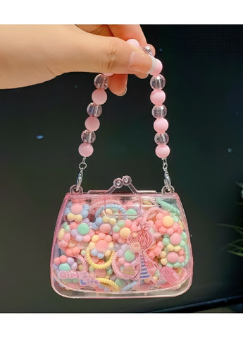 Набор детская пластиковая сумочка органайзер с 20 резинками съемной ручкой цветком с 8 лепестками 10x10 см (479258-Prob) Unbranded (316551849)