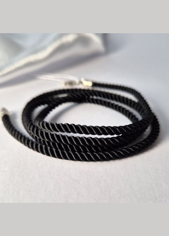 Шнурок на шею милан черный шелковый 3 мм см серебро 925 пробы 6010/3 1.14г Nobrand (364653504)