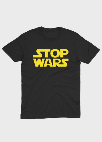 Чорна літня жіноча футболка з патріотичним принтом stop war (ts001-2-bl-005-1-077-f) Modno